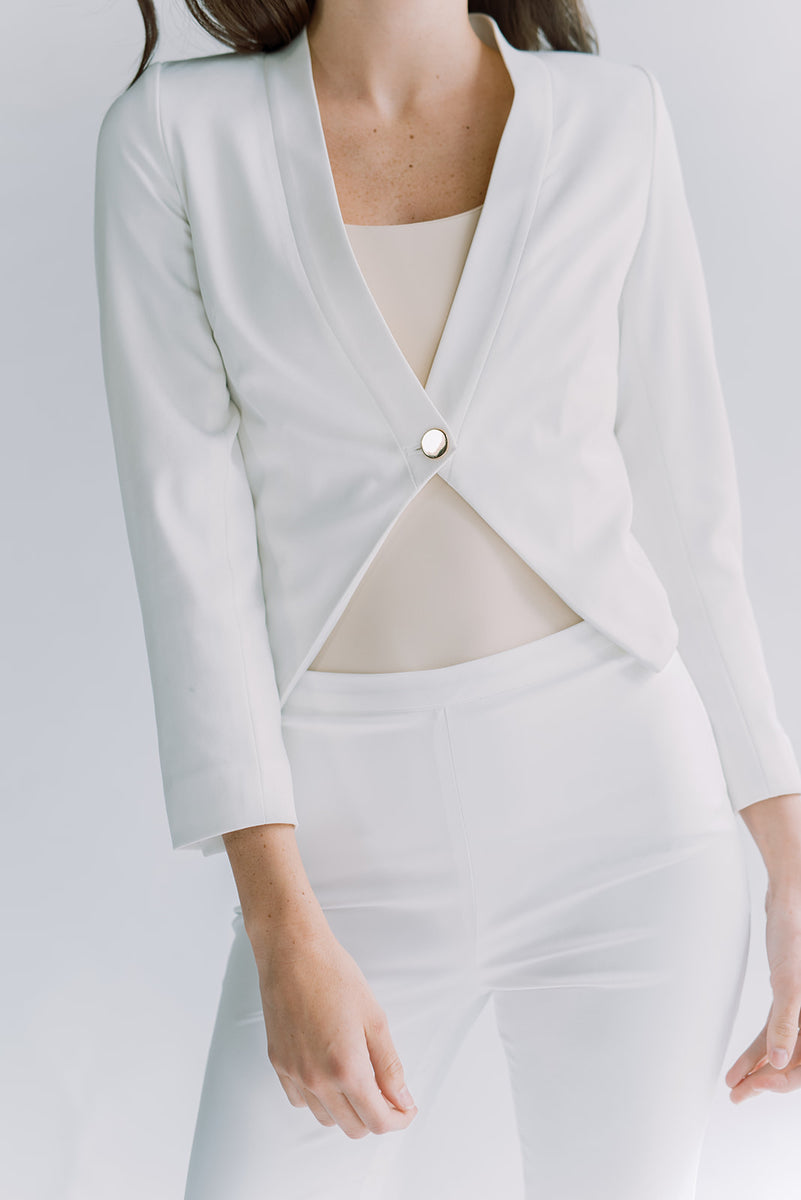 White cropped clearance blazer jacket