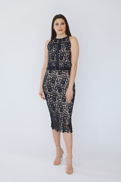 The Marlowe High-Waisted Pencil Skirt in Navy