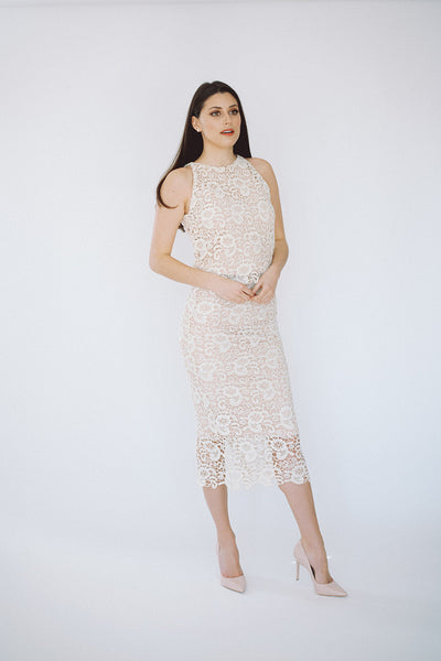 The Marlowe High-Waisted Pencil Skirt in Creme