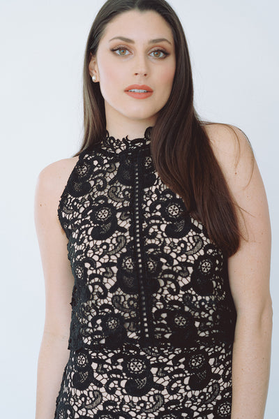 The Bella Black Lace Sleeveless Top
