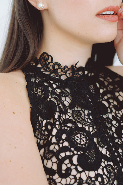 The Bella Black Lace Sleeveless Top