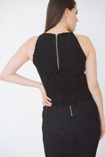 The Bethenny Lace Sleeveless Top in Black