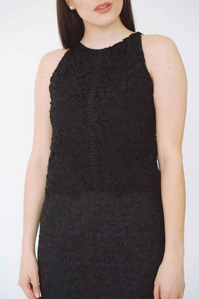 The Bethenny Lace Sleeveless Top in Black
