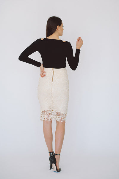 The Blake Pencil Skirt in Creme