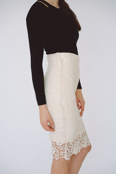 The Blake Pencil Skirt in Creme