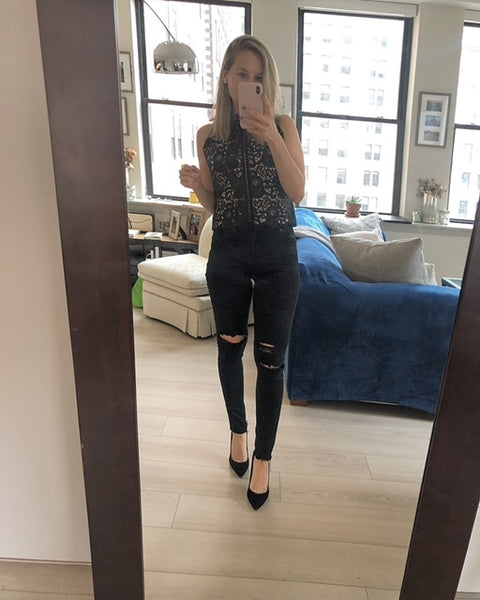 The Bella Black Lace Sleeveless Top