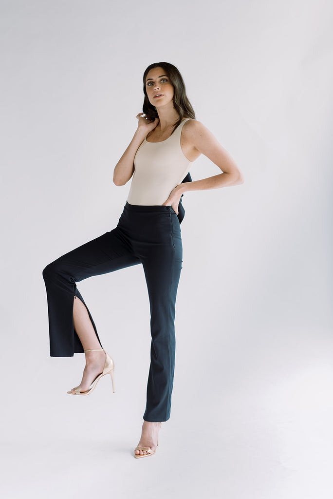 Betabrand Dress Pant Yoga Pants Straight-Leg Classic black XS
