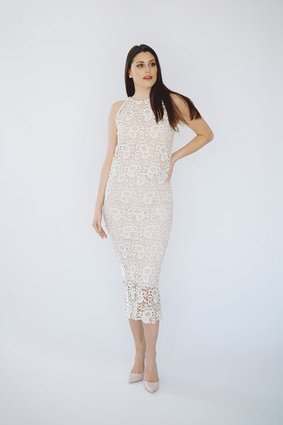 The Marlowe High-Waisted Pencil Skirt in Creme
