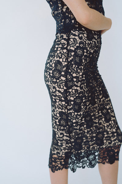 The Marlowe High-Waisted Pencil Skirt in Black