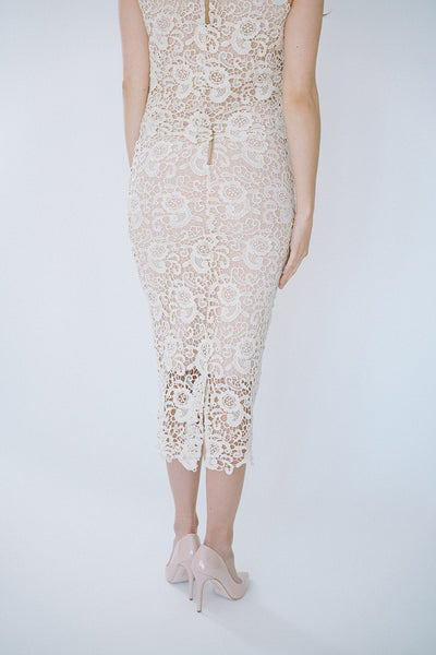 The Marlowe High-Waisted Pencil Skirt in Creme